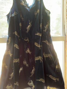 ModCloth Navy and Cream Printed Dress